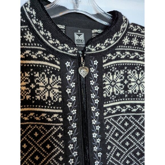 Dale of Norway New Wool Zip Sweater Cardigan Black & White Size S See Descriptio - Picture 2 of 14
